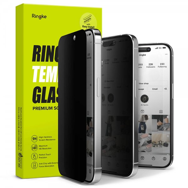 Ringke iPhone 15 Pro Max Skjermbeskytter Privacy Tempered Glass Installation Jig