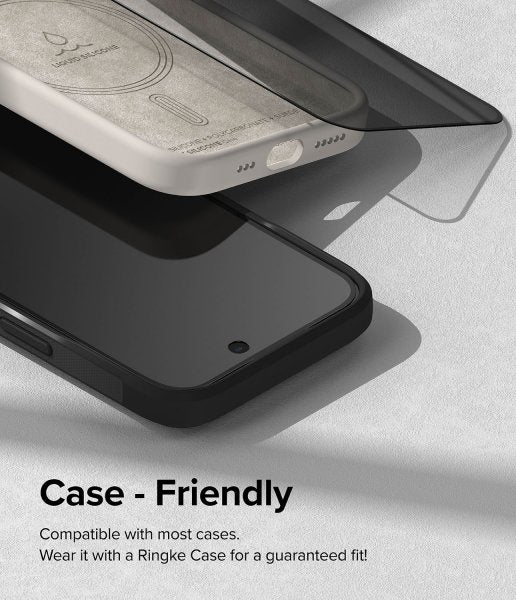 Ringke iPhone 15 Plus Skjermbeskytter Privacy Tempered Glass Installation Jig