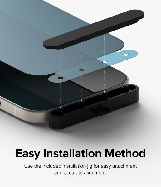 Ringke iPhone 15 Plus Skjermbeskytter Privacy Tempered Glass Installation Jig