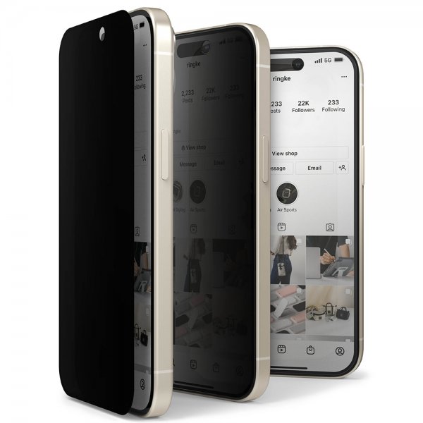 Ringke iPhone 15 Skjermbeskytter Privacy Tempered Glass Installation Jig