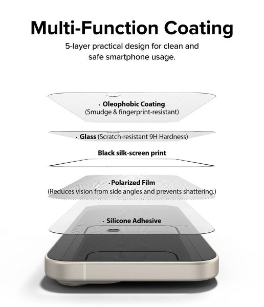 Ringke iPhone 15 Skjermbeskytter Privacy Tempered Glass Installation Jig