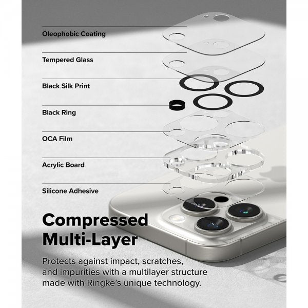 Ringke iPhone 16 Pro/16 Pro Max Kamerabeskytter Camera Protector Glass 2-pakning