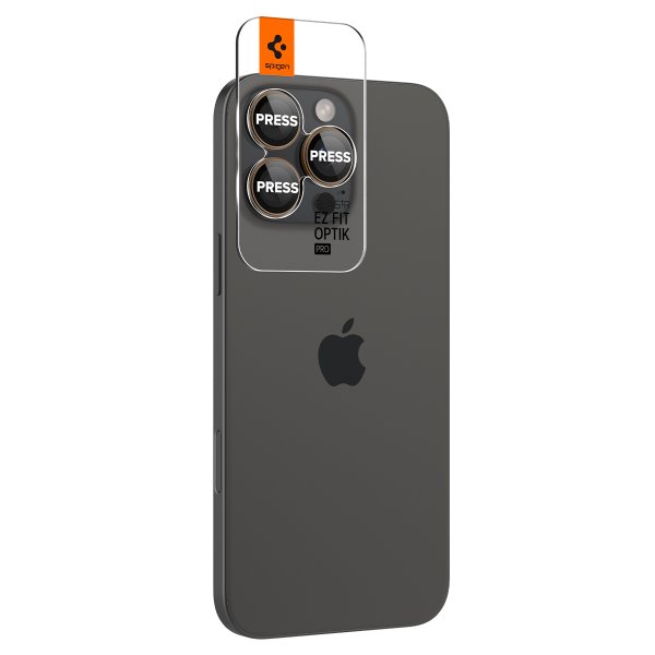 Spigen iPhone 16 Pro/Pro Max/17 Pro/Pro Max Kamerabeskytter GLAS.tR EZ Fit Optik Pro 2-pakning Desert Titanium