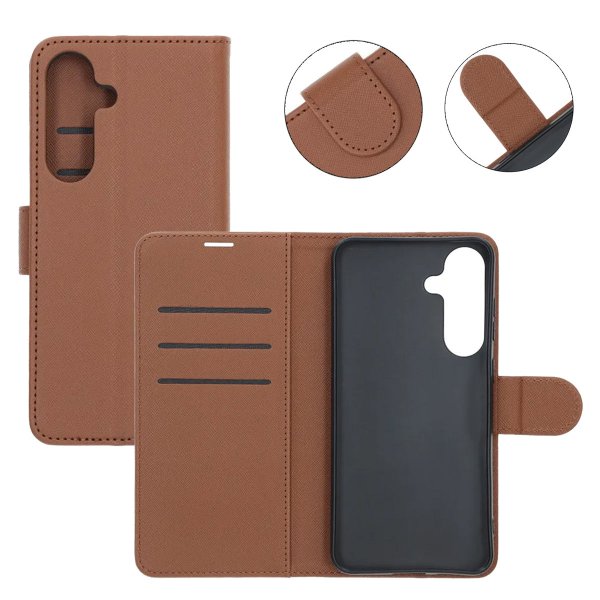 Samsung Galaxy S25 FE Etui med Kortlomme stativfunksjon Brun