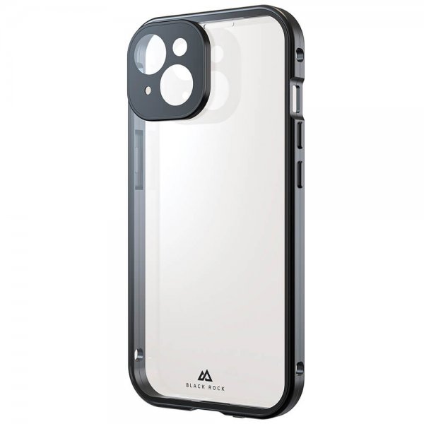 Black Rock iPhone 15 Deksel 360 Glass Transparent Svart