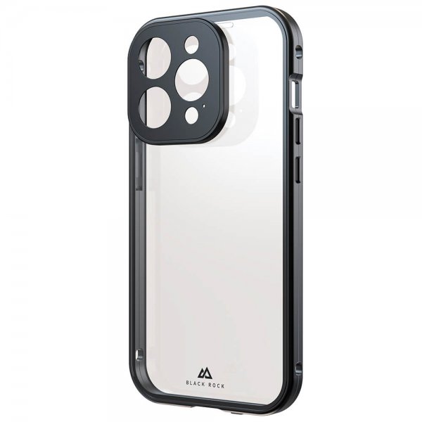 Black Rock iPhone 15 Pro Deksel 360 Glass Transparent Svart