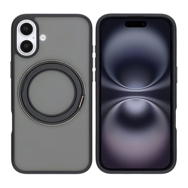 iPhone 16 Deksel Roterbart Stativ Svart