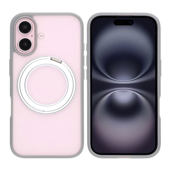 iPhone 16 Deksel Roterbart Stativ Grå