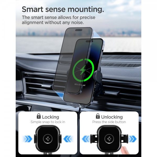 Spigen Mobilholder til bil OneTap Pro Air Vent Mount Charger 15W Svart