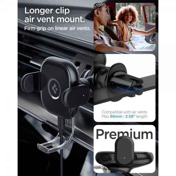 Spigen Mobilholder til bil OneTap Pro Air Vent Mount Charger 15W Svart
