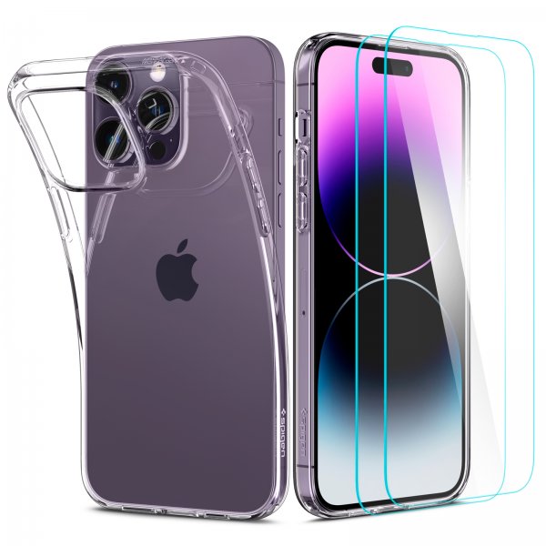Spigen iPhone 14 Pro Max Deksel Skjermbeskytter Crystal Pack Crystal Clear
