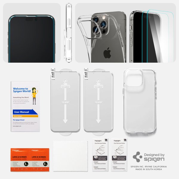 Spigen iPhone 14 Pro Max Deksel Skjermbeskytter Crystal Pack Crystal Clear