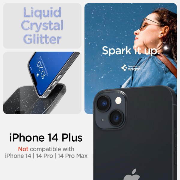 Spigen iPhone 14 Plus Deksel Liquid Crystal Glitter Crystal Quartz