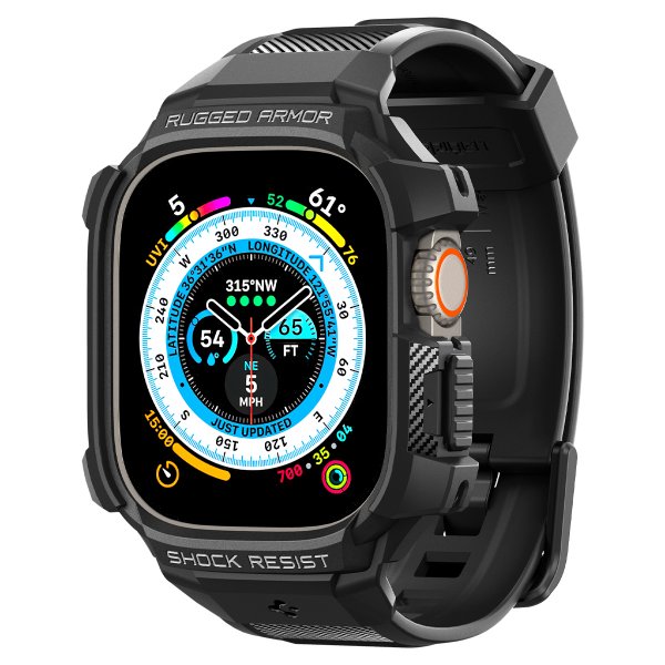 Spigen Apple Watch Ultra Deksel Armbånd Rugged Armor Pro Svart