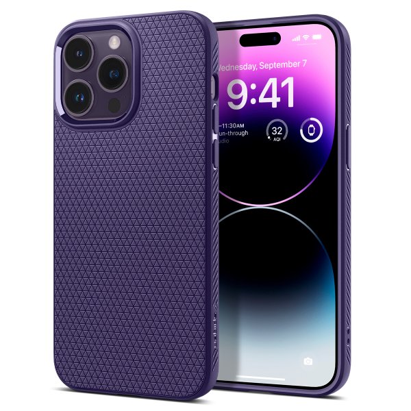 Spigen iPhone 14 Pro Deksel Liquid Air Deep Purple