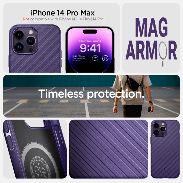 Spigen iPhone 14 Pro Max Deksel Mag Armor MagFit Deep Purple