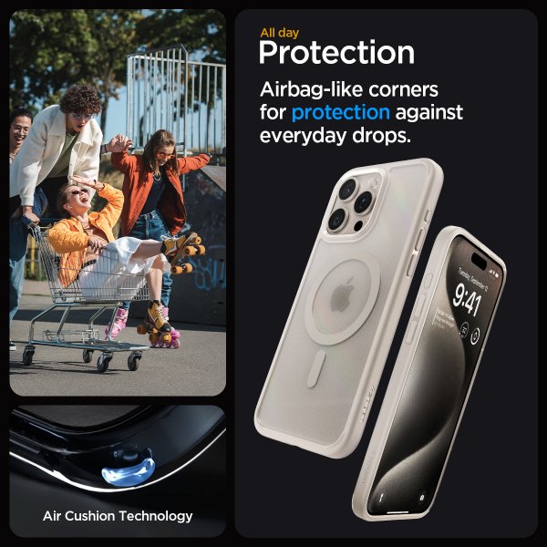 Spigen iPhone 15 Pro Max Deksel Ultra Hybrid MagFit Frost Natural Titanium
