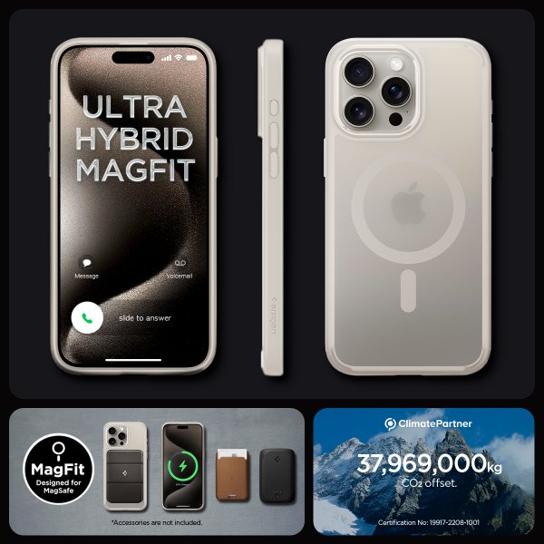 Spigen iPhone 15 Pro Deksel Ultra Hybrid MagFit Frost Natural Titanium