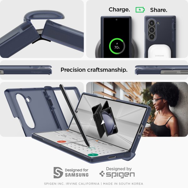 Spigen Samsung Galaxy Z Fold 6 Deksel Ultra Hybrid Pro Frost Navy Blue