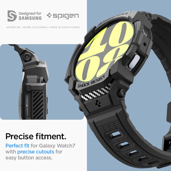 Spigen Samsung Galaxy Watch 7 44mm Armbånd og Deksel Rugged Armor Pro Matte Black