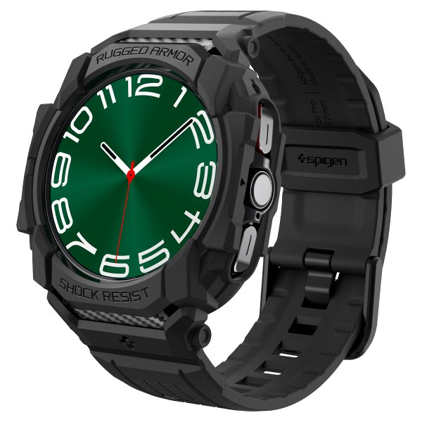 Spigen Samsung Galaxy Watch Ultra Armbånd og Deksel Rugged Armor Pro Matte Black