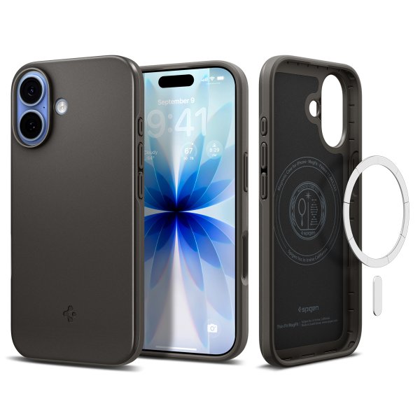 Spigen iPhone 17 Deksel Thin Fit MagFit Gunmetal