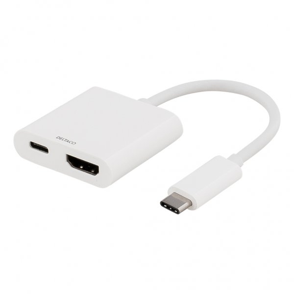 Deltaco Adapter USB-C HDMI 60W Hvit