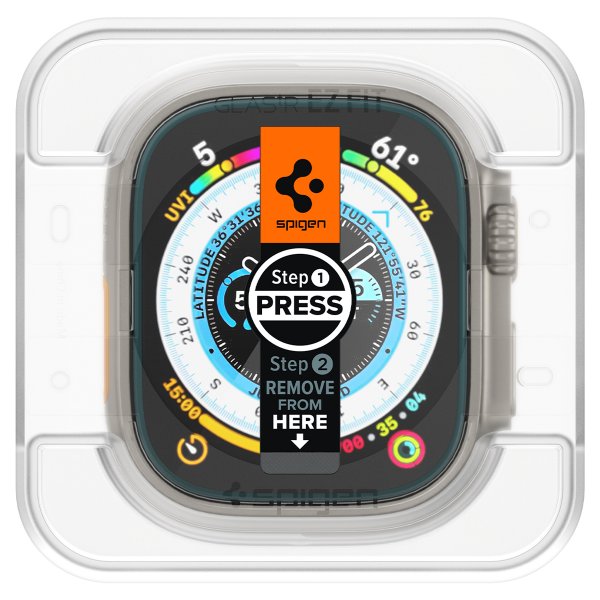 Spigen Apple Watch Ultra Skjermbeskytter GLAS.tR EZ Fit 2-pakning