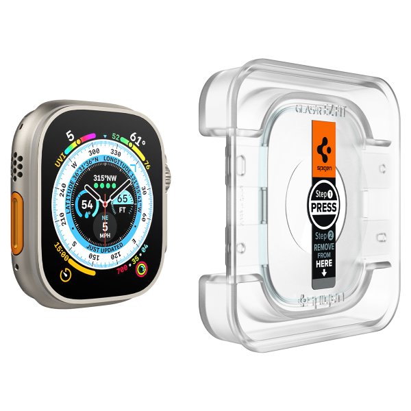 Spigen Apple Watch Ultra Skjermbeskytter GLAS.tR EZ Fit 2-pakning