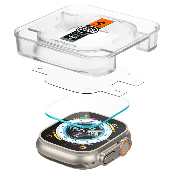 Spigen Apple Watch Ultra Skjermbeskytter GLAS.tR EZ Fit 2-pakning