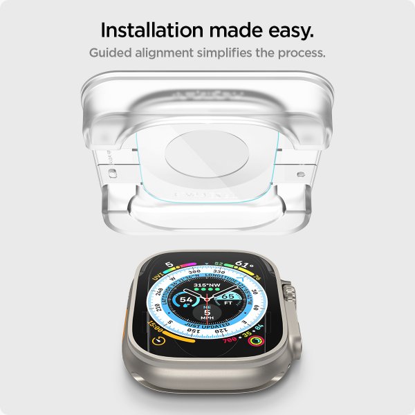 Spigen Apple Watch Ultra Skjermbeskytter GLAS.tR EZ Fit 2-pakning