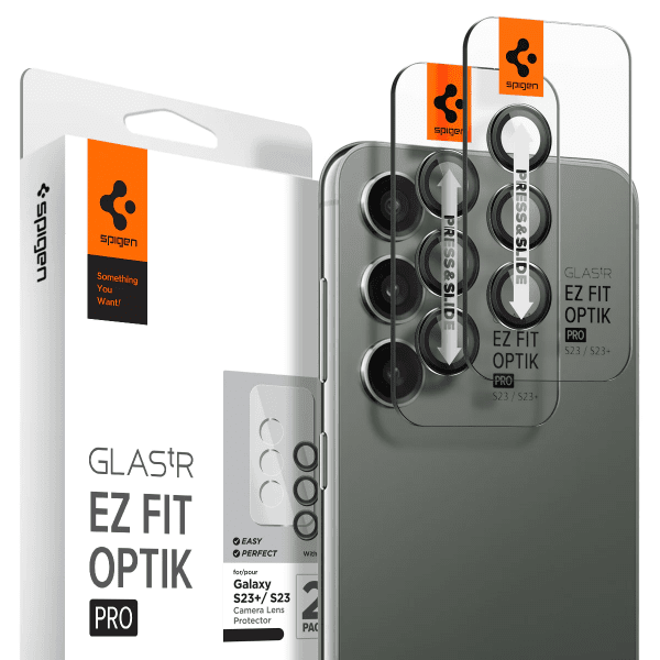 Spigen Samsung Galaxy S23/S23 Plus/S24 Kamerabeskytter GLAS.tR EZ Fit Optik Pro 2-pack Svart