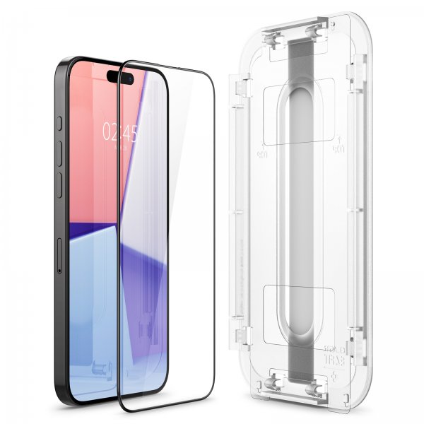 Spigen iPhone 15 Pro Max Skjermbeskytter GLAS.tR EZ Fit FC Svart 2-pakning