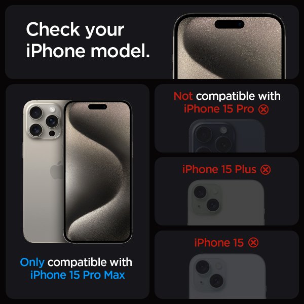 Spigen iPhone 15 Pro Max Skjermbeskytter GLAS.tR EZ Fit FC Svart 2-pakning