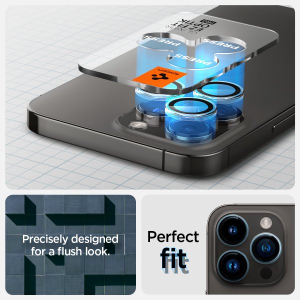 Spigen iPhone 14/15/16/17 Pro & Pro Max Kamerabeskytter GLAS.tR EZ Fit Optik Pro 2-pakning Crystal Clear