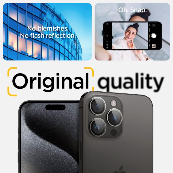 Spigen iPhone 14/15/16/17 Pro & Pro Max Kamerabeskytter GLAS.tR EZ Fit Optik Pro 2-pakning Crystal Clear