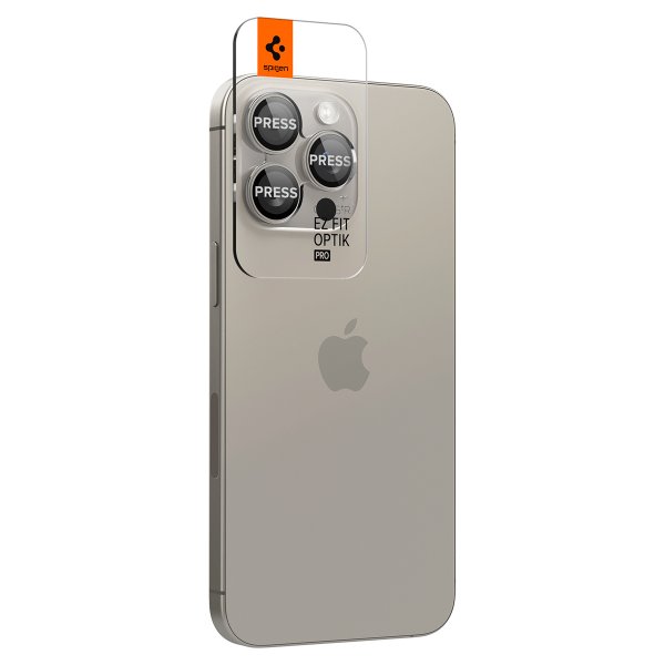 Spigen iPhone 15 Pro/iPhone 15 Pro Max Kamerabeskytter GLAS.tR EZ Fit Optik Pro 2-pakning Natural Titanium