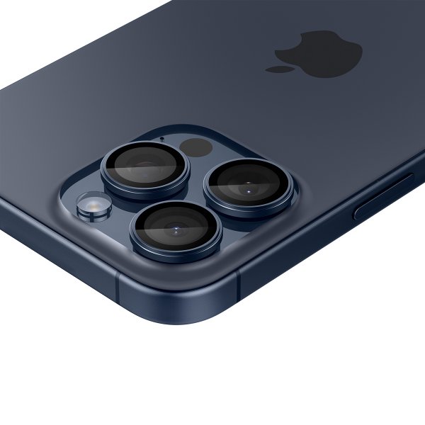 Spigen iPhone 15 Pro/iPhone 15 Pro Max Kamerabeskytter GLAS.tR EZ Fit Optik Pro 2-pakning Blue Titanium