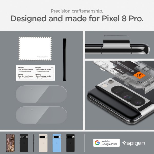 Spigen Google Pixel 8 Pro Kamerabeskytter Glas.tR EZ Fit Optik Crystal Clear 2-pakning