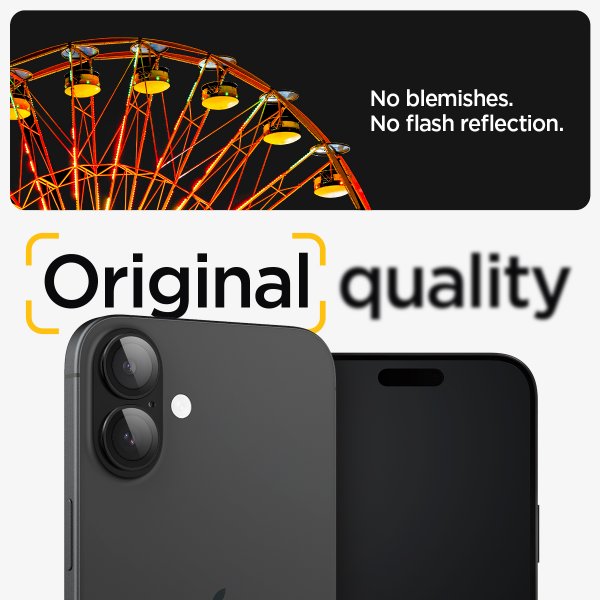 Spigen iPhone 16/iPhone 16 Plus Kamerabeskytter GLAS.tR EZ Fit Optik Pro 2-pakning Svart