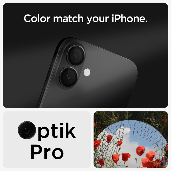 Spigen iPhone 16/iPhone 16 Plus Kamerabeskytter GLAS.tR EZ Fit Optik Pro 2-pakning Svart