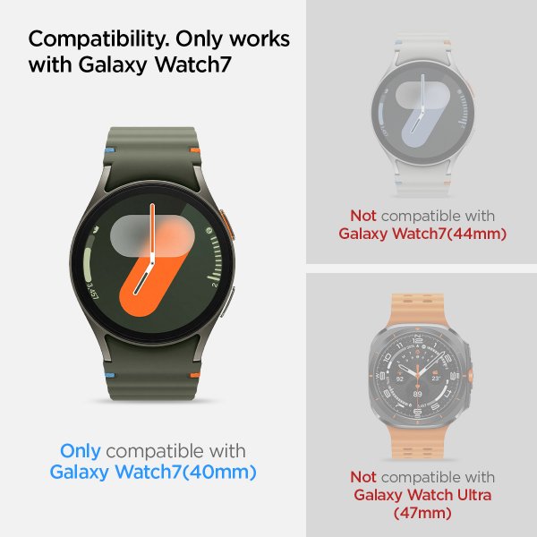 Spigen Samsung Galaxy Watch 7 40mm Skjermbeskytter GLAS.tR EZ Fit 2-pakning