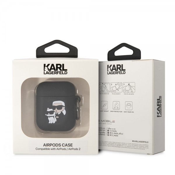 Karl Lagerfeld AirPods 1/2 Deksel 3D Logo Svart
