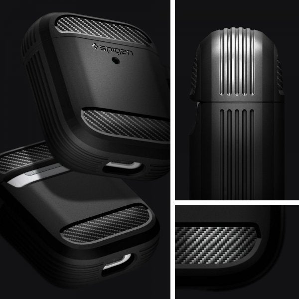 Spigen AirPods 1/2 Deksel Rugged Armor Svart