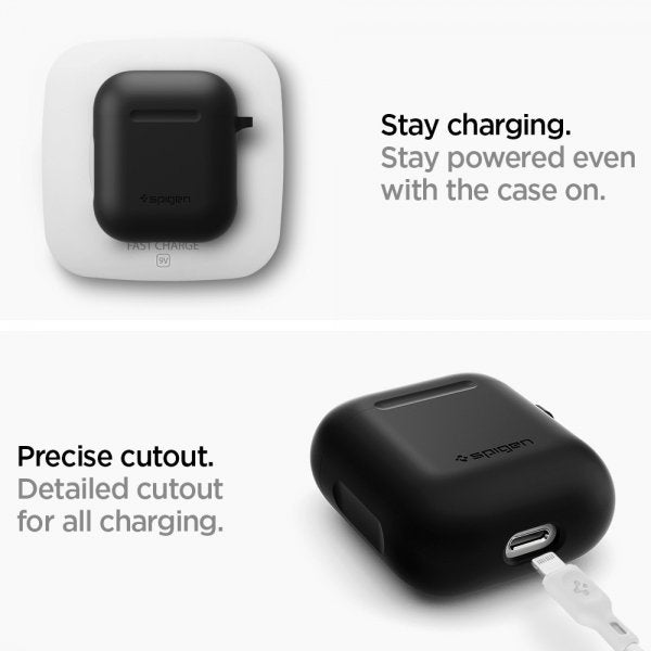 Spigen AirPods 1/2 Deksel Silicone Case Svart