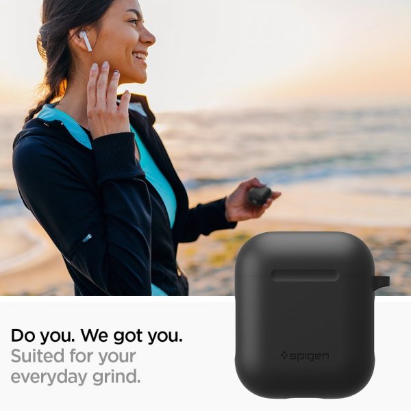 Spigen AirPods 1/2 Deksel Silicone Case Svart