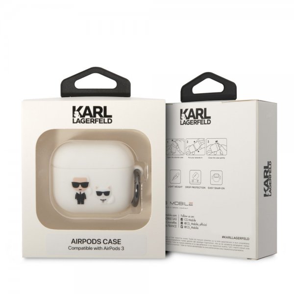 Karl Lagerfeld AirPods 3 Deksel 3D Logo Hvit