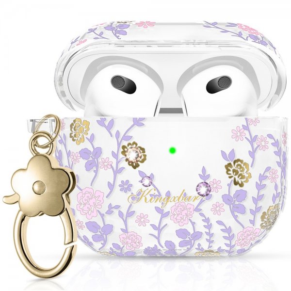 Kingxbar AirPods 3 Deksel Flora Series Rosa Lilla