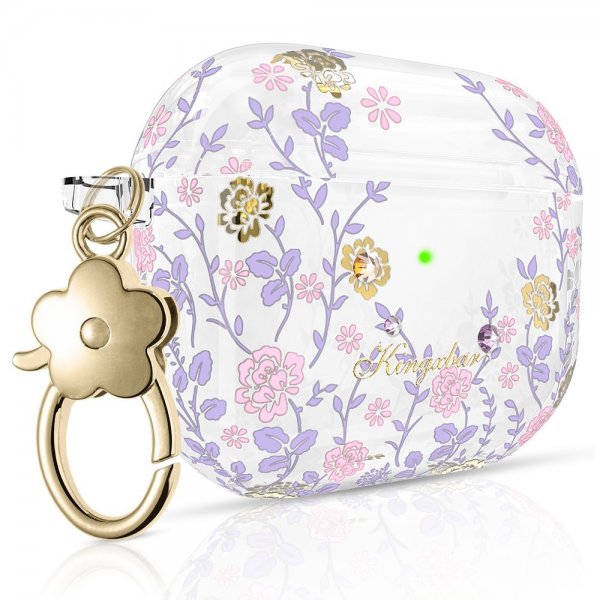 Kingxbar AirPods 3 Deksel Flora Series Rosa Lilla
