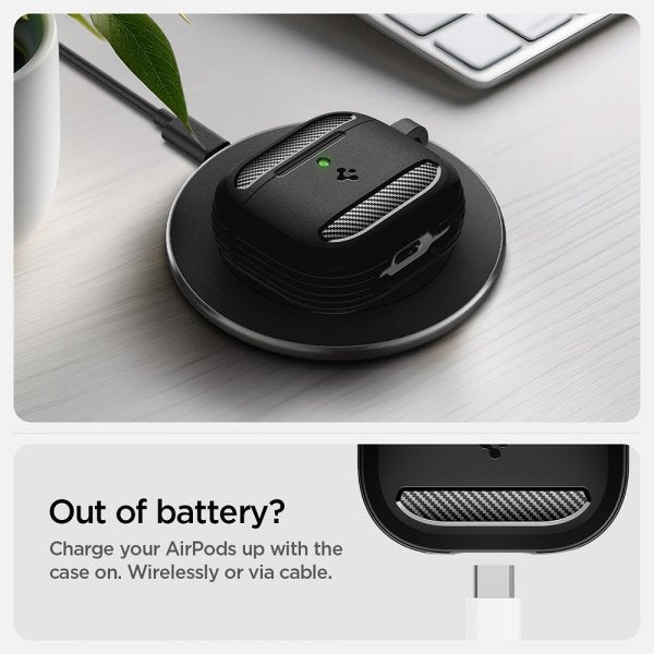 Spigen AirPods 4 Deksel Rugged Armor Matte Black